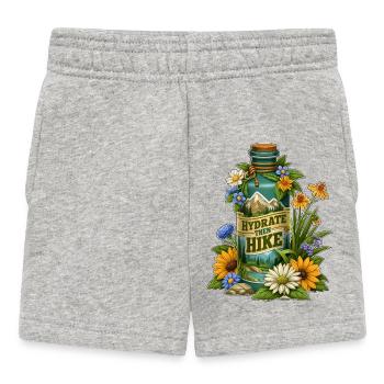 Hydrate Then Hike Floral Bottle Design - Baby Shorts - heather grey - Front