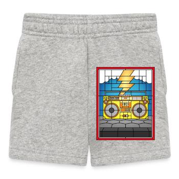 Stained Glass Boombox Illustration - Baby Shorts - heather grey - Front