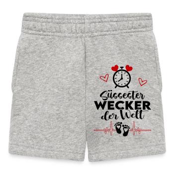 Bester Wecker der Welt Süss Baby Säugling - Baby Shorts - Grau meliert - Vorne