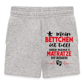 Bett Bettchen Schlafen Matratze Babysprüche - Baby Shorts - Grau meliert - Vorne