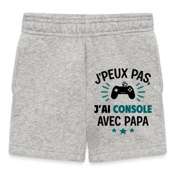 J’peux pas j’ai console avec papa Geek Gamer Drôle - Short Bébé - gris chiné - Devant