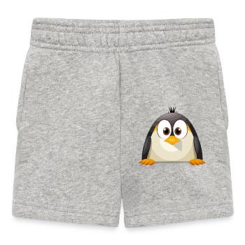 Penguin Peeking Cute Adorable Funny Animal Cartoon - Baby Shorts - heather grey - Front