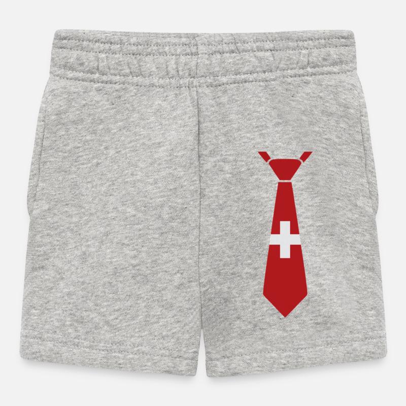 Schweizer Krawatte – Flaggendesign - Baby Shorts - Grau meliert