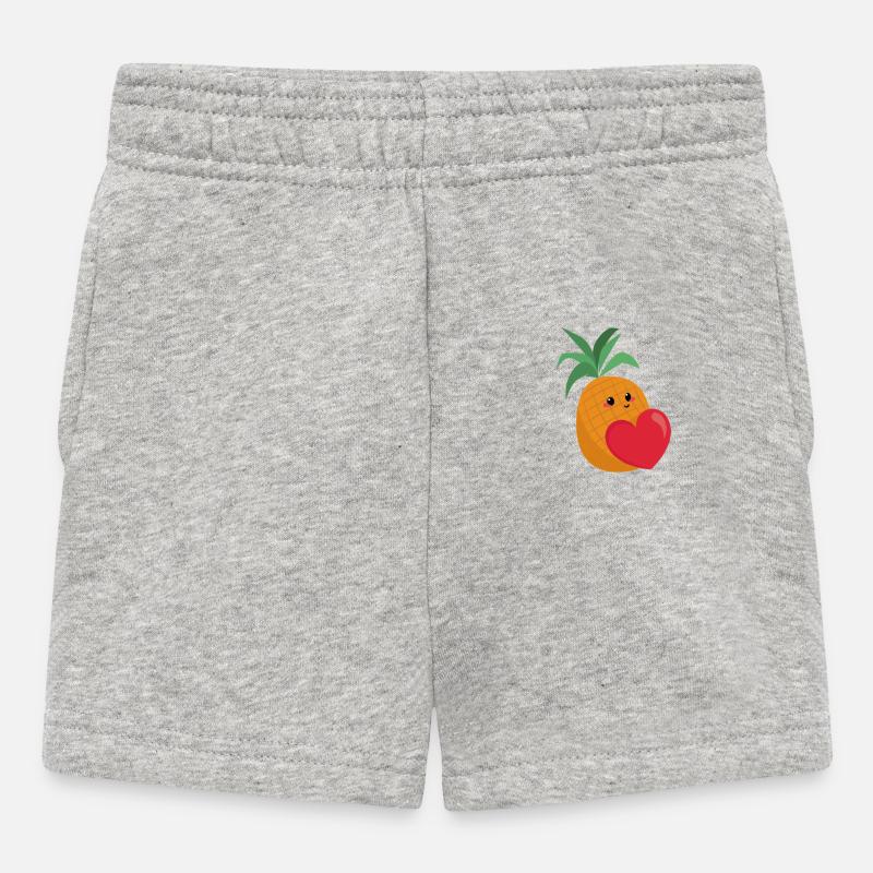 Ananas Mignon avec Cœur - Short Bébé - gris chiné