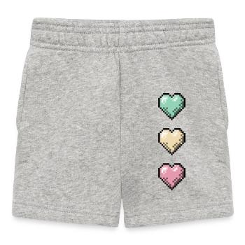 Retro Pixel Art Hearts Stack - Baby Shorts - Grau meliert - Vorne
