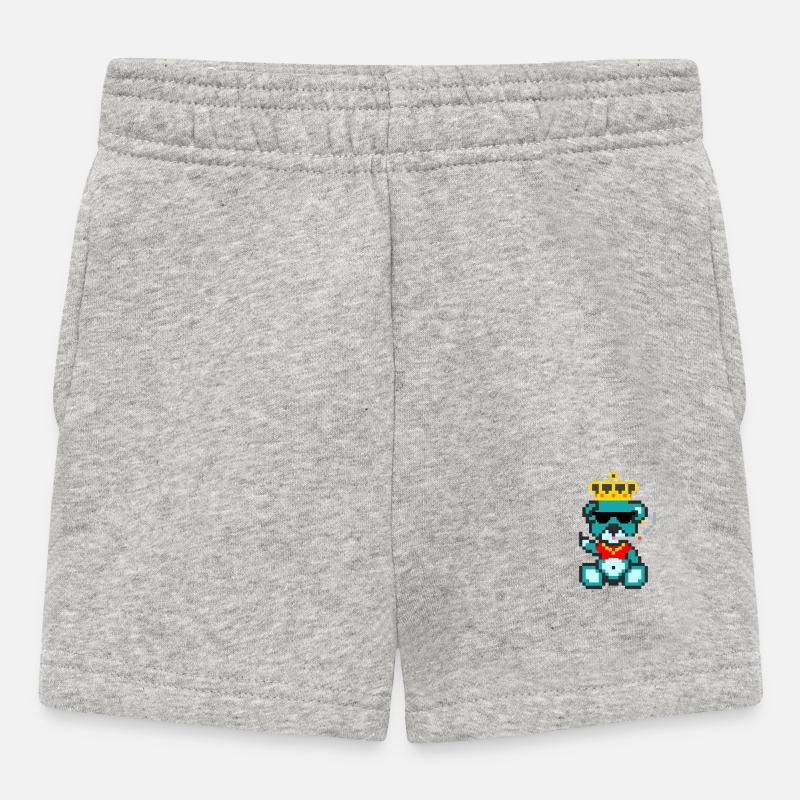 Pixel Bear King - Short Bébé - gris chiné