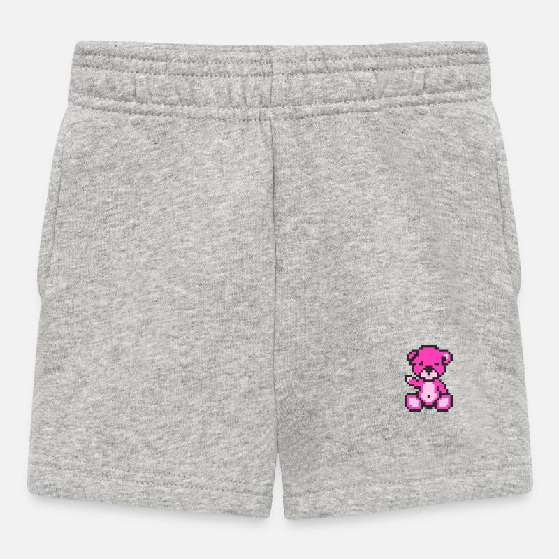 Pixel Bear Neon Magenta - Short Bébé - gris chiné