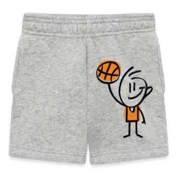 Basketball Stick Figure - Baby Shorts - heather grey - Front
