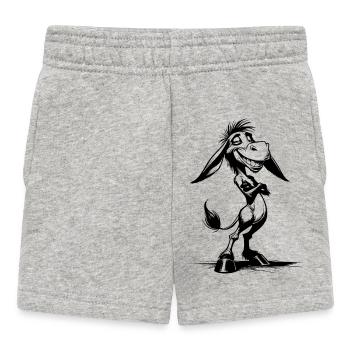 Donkey Cartoon Grinning Long-Eared - Baby Shorts - heather grey - Front