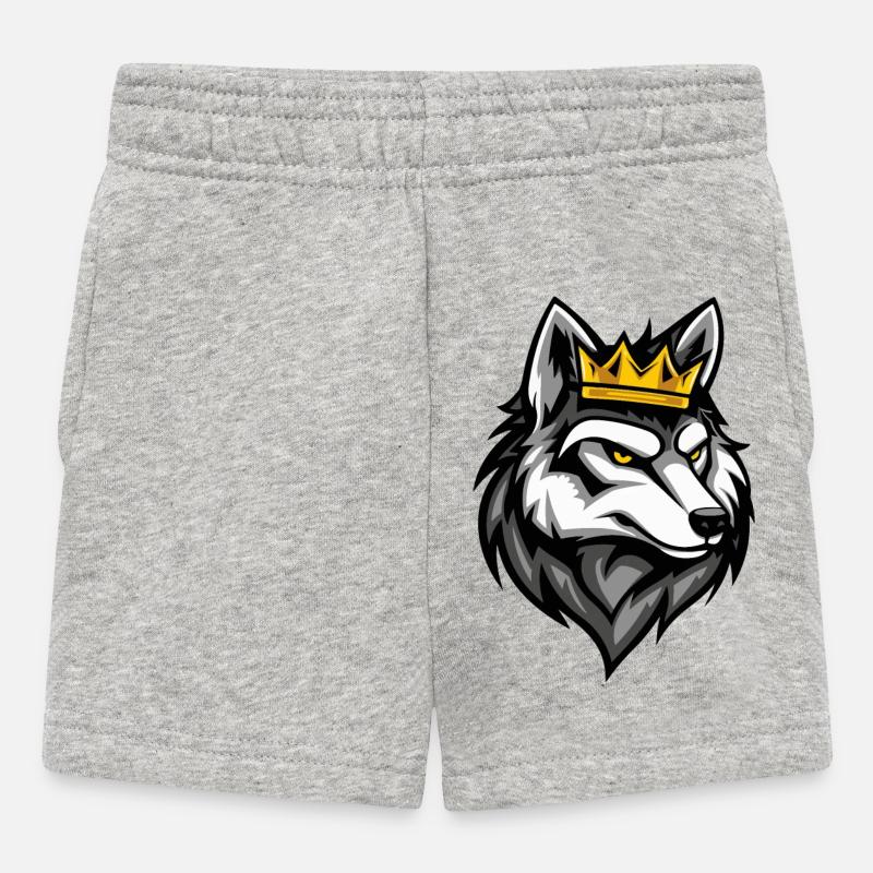 Couronne de dessin animé de loup - Short Bébé - gris chiné