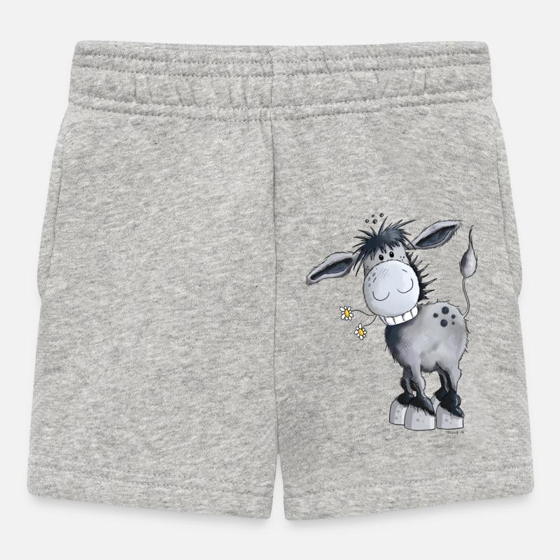 Knuffiger Esel - Baby Shorts - Grau meliert