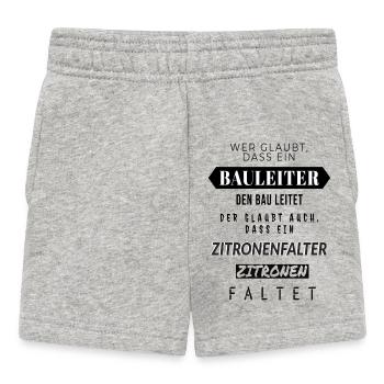 Zitronenfalter Spruchdesign Bauleiter - Baby Shorts - Grau meliert - Vorne