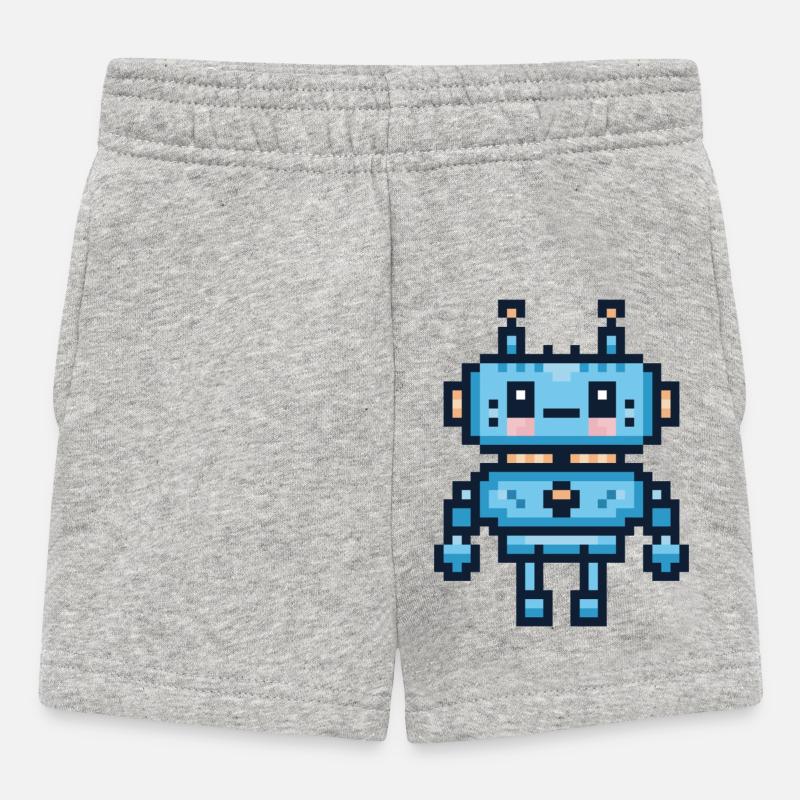 Pixel-Art-Roboter - Baby Shorts - Grau meliert