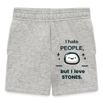 I hate people, but I like stones. - Baby Shorts - Grau meliert - Vorne