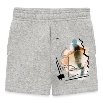 Abstract Watercolor Earth Tones - Baby Shorts - heather grey - Front