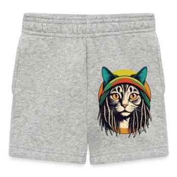 Coole Rasta-Katze - Baby Shorts - Grau meliert - Vorne