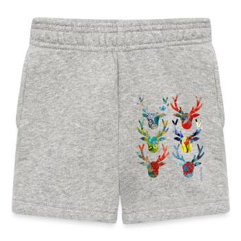 Abstract Colored Deer Heads - Baby Shorts - heather grey - Front