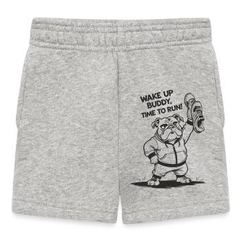 Bulldog IL EST TEMPS DE COURIR. course. Courir - Short Bébé - gris chiné - Devant