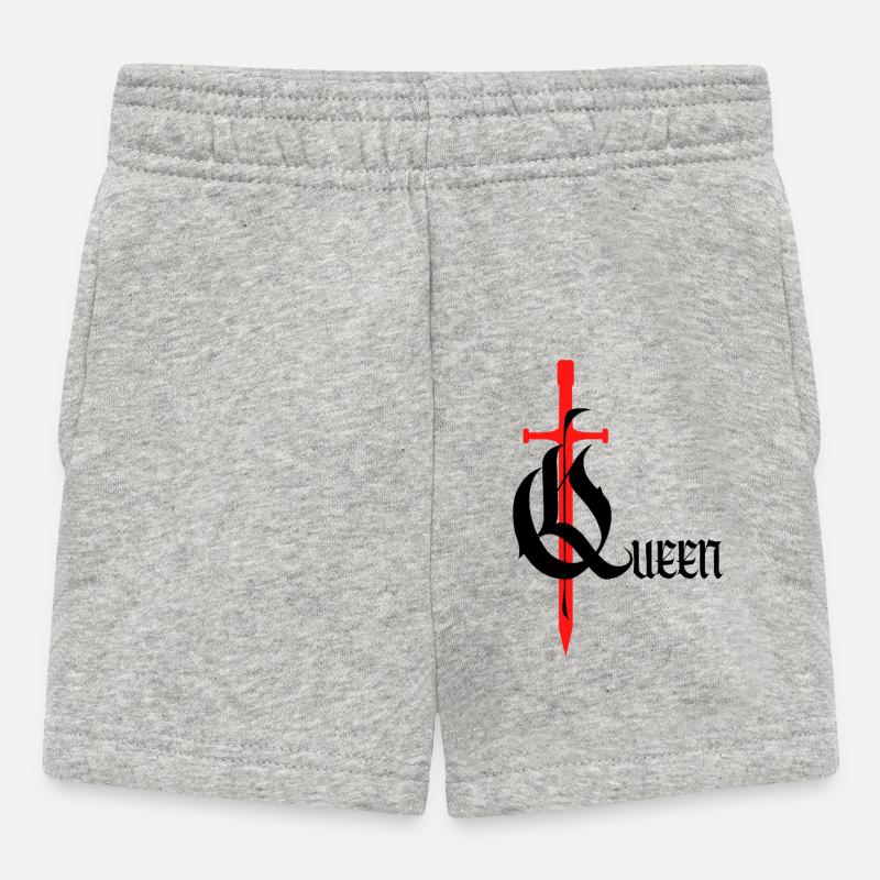 Gothic Queen Design mit Schwert mit schwarzem Text - Baby Shorts - Grau meliert