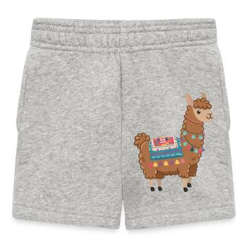 Buntes Boho-Lama - Baby Shorts - Grau meliert - Vorne
