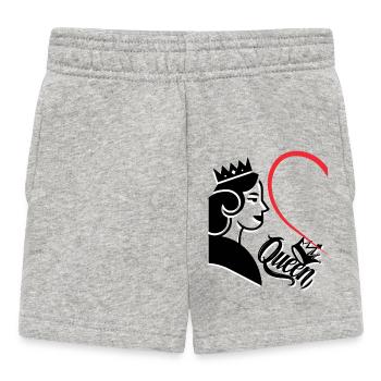 Frau mit Krone und Herzinschrift Königin linke Hälfte - Baby Shorts - Grau meliert - Vorne