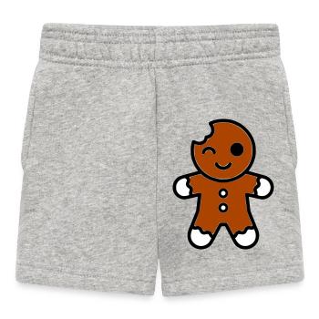 Drôle mordu bonhomme en pain d’épice noël - Short Bébé - gris chiné - Devant