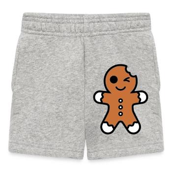 Drôle mordu bonhomme en pain d’épice noël - Short Bébé - gris chiné - Devant
