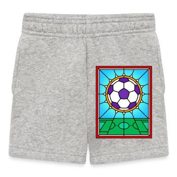 Buntglas Fußball Fenster Design - Baby Shorts - Grau meliert - Vorne