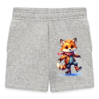 Fuchs fährt Schlittschuh - Baby Shorts - Grau meliert - Vorne