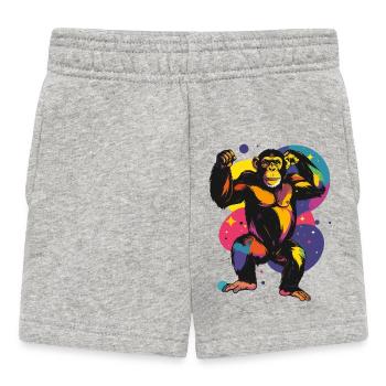 Colorful Standing Chimpanzee Monkey Pop Art Motif - Baby Shorts - heather grey - Front