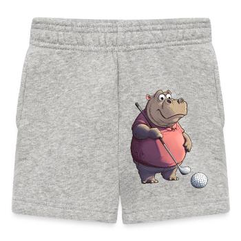 Nilpferde Golf / Golfer Nilpferd - Baby Shorts - Grau meliert - Vorne