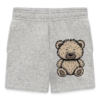 Cute Scruffy Beige Teddy Bear  - Baby Shorts - heather grey - Front