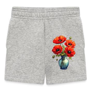 Vase mit Mohnblumen - Baby Shorts - Grau meliert - Vorne