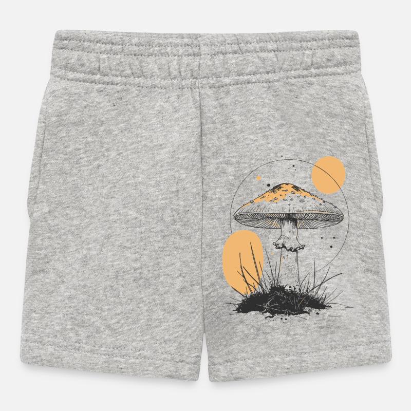 Silhouette de champignon de la forêt de clair de lune - Short Bébé - gris chiné