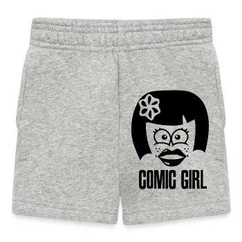 Comic Girl - Noire - Short Bébé - gris chiné - Devant