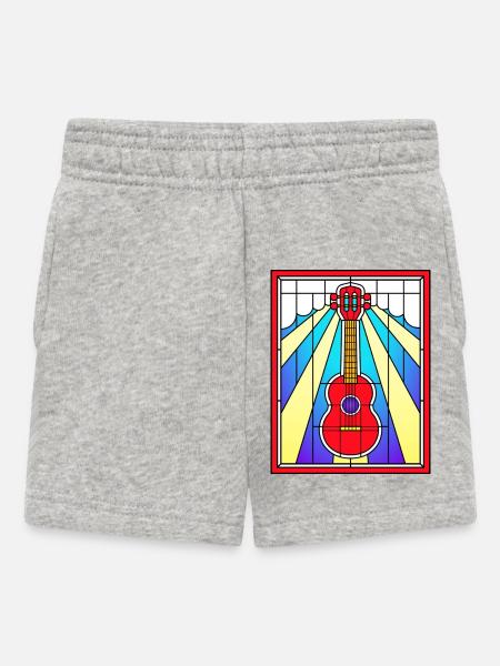 Stained Glass Acoustic Guitar - Baby Shorts - heather grey