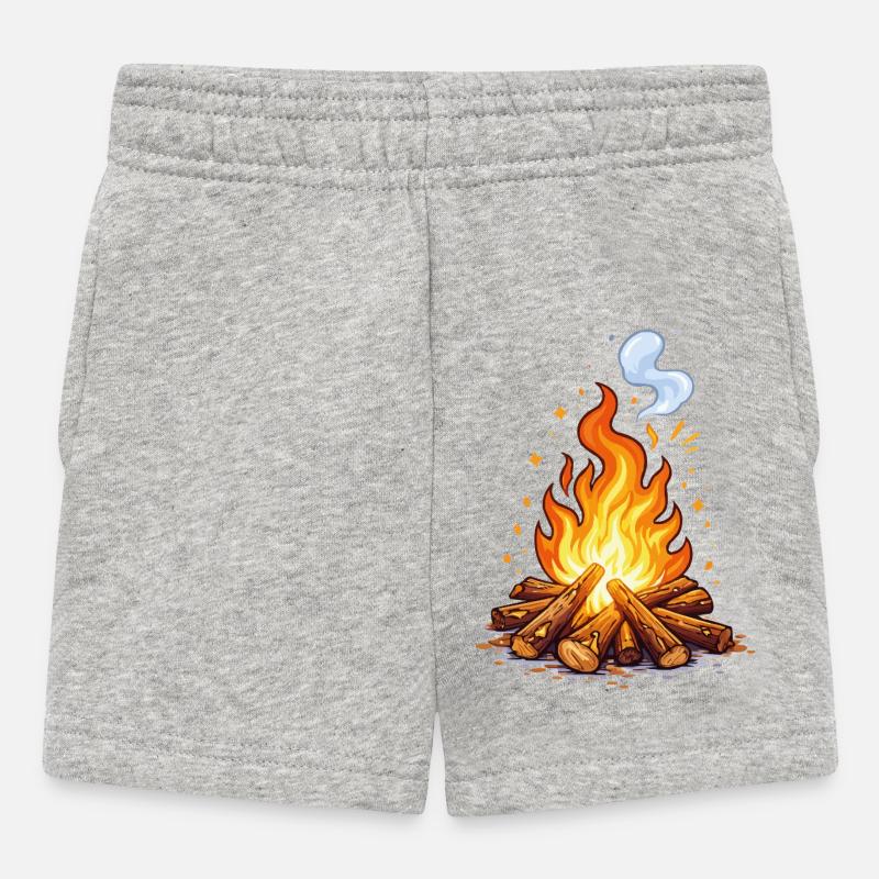 Campfire Cartoon Flame - Baby Shorts - heather grey