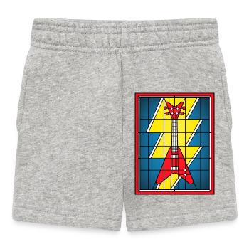 Stained Glass Guitar with Lightning Bolt - Baby Shorts - heather grey - Front