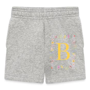 Florale Initialen "B", Buchstaben Monogramm  - Baby Shorts - Grau meliert - Vorne