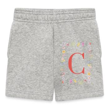 Florale Initialen "C", Buchstaben Monogramm  - Baby Shorts - Grau meliert - Vorne