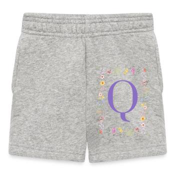 Monogramme « Q », initiales florales - Short Bébé - gris chiné - Devant