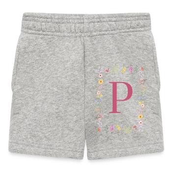 Florale Initialen "P", Buchstaben Monogramm - Baby Shorts - Grau meliert - Vorne