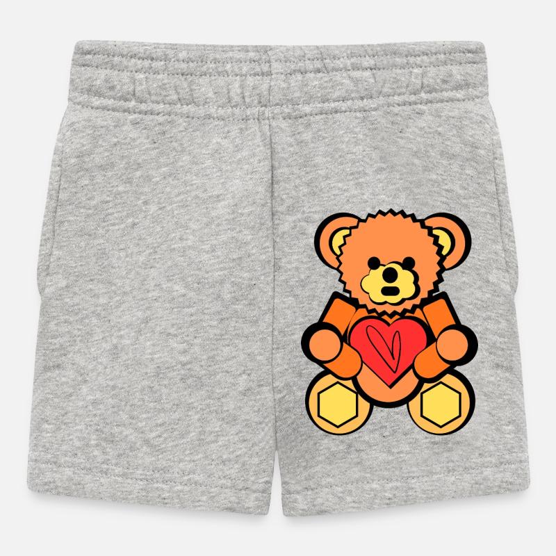 Ours avec art de bloc de cœur - Short Bébé - gris chiné