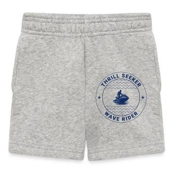 Thrill Seeker Wave Rider Jet Ski Badge - Baby Shorts - heather grey - Front
