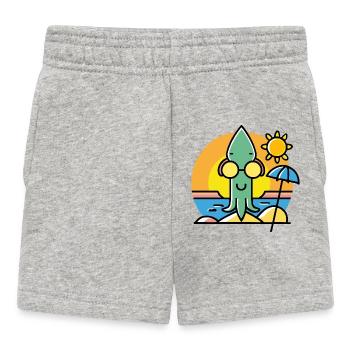 Tintenfisch mit Sonnebrille am Strand - Baby Shorts - Grau meliert - Vorne