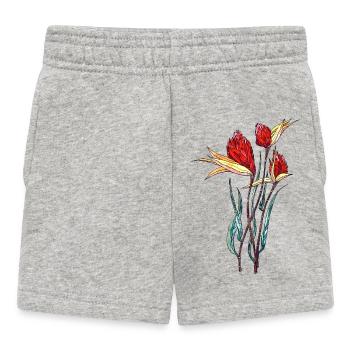 Blumen - Baby Shorts - Grau meliert - Vorne