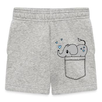 Chemise à poche poitrine éléphant coeur bleu motif sucré - Short Bébé - gris chiné - Devant