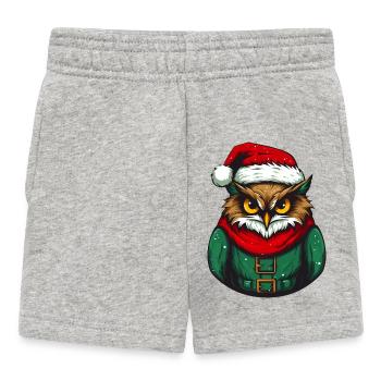 Hibou de Noël en pull vert - Short Bébé - gris chiné - Devant