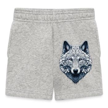 Wolf mit Mandalas verziert - Baby Shorts - Grau meliert - Vorne