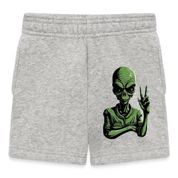 Alien Peace Sign - Baby Shorts - Grau meliert - Vorne
